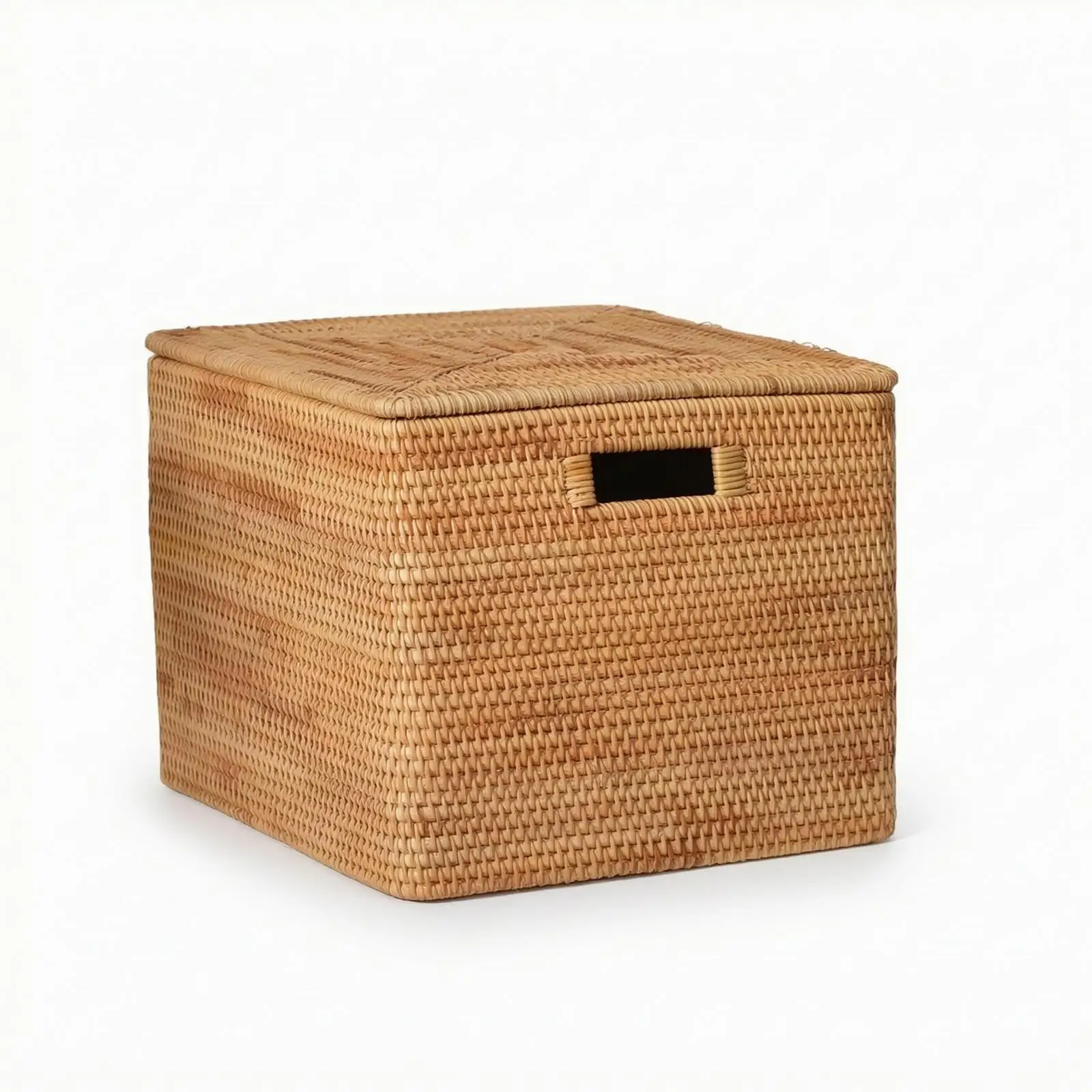Artisan Rattan Basket with Secure Lid for Dust Free Home Storage and Decor