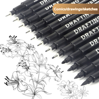 6-12pcs Black Art Manga Outlining Pen Pigment Liner Micron Pen Marker for Artist Illustration,Sketching,Anime Technical Drawing