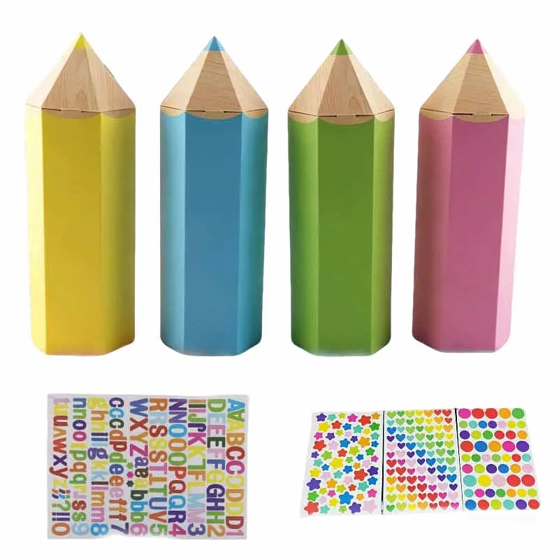 12/24 Stück Bleistiftförmige DIY-Geschenkboxen für Schulanfang, Kindergeburtstag, Cartoon-Süßigkeiten-Geschenkverpackung, Klassenzimmer-Partyzubehör