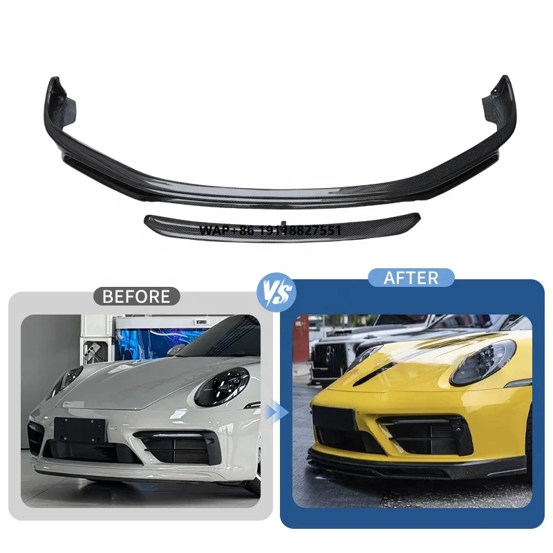 Auto Tuning Te-Chart Front Lip for 911 992 Carrera S 4S Dry Carbon Fiber Car Front Splitter Spoiler