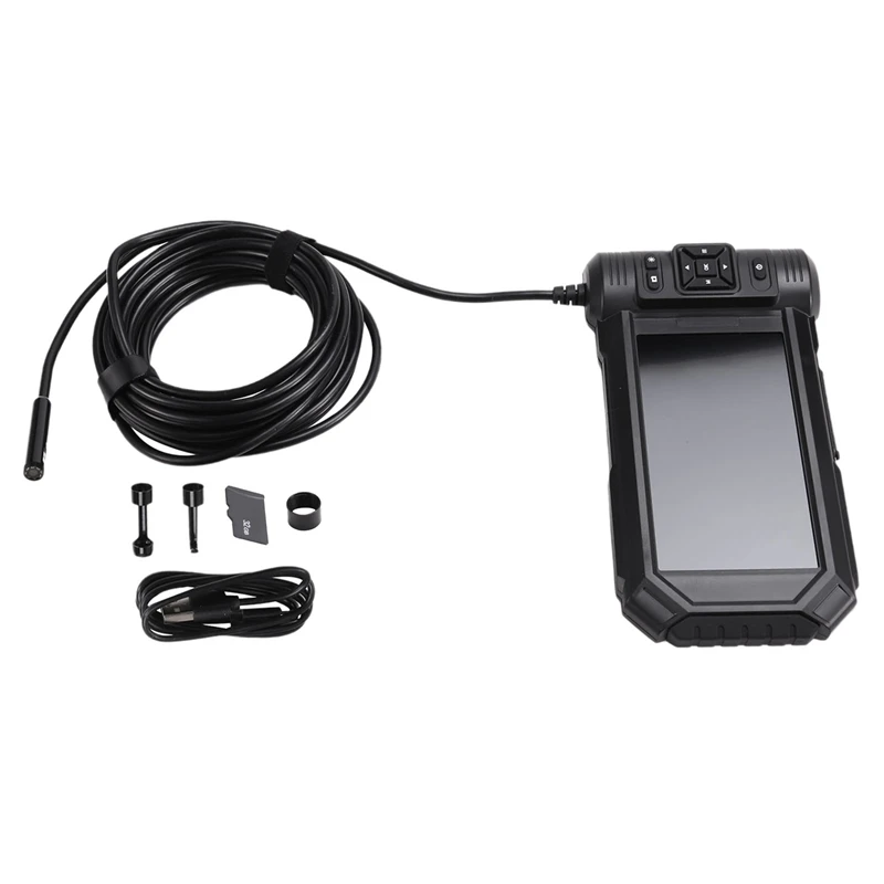 Endoscope Inspection Camera 5In IPS Screen Triple Lens Inspection Camera With Light 1080P HD Drain Camera With 32G Card