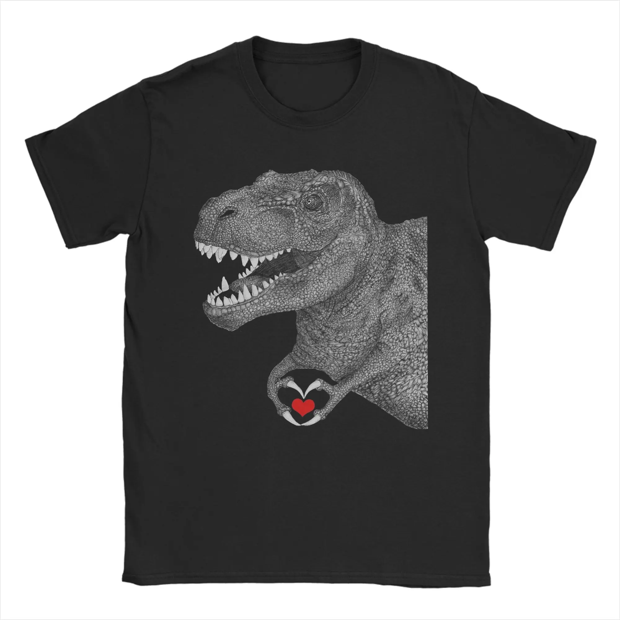 Men's T-Shirt T-Rex Love Dinosaur Creative Pure Cotton Tee Shirt Short Sleeve  T Shirts Crewneck Tops Plus Size