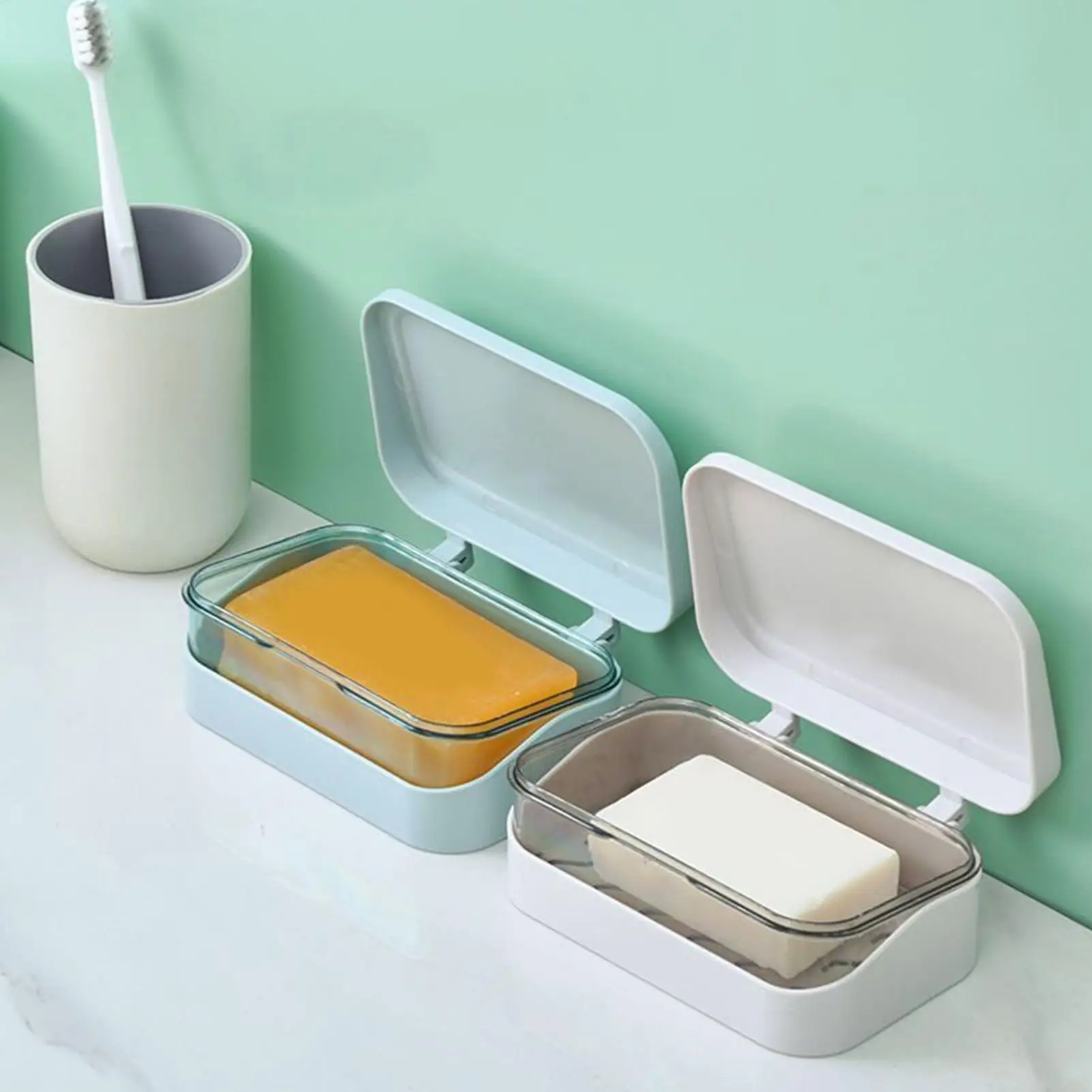 Soap Case for Shower Dustproof Leakproof Space Saving Double Layer Bathroom Soap Dish Shower Bathroom Bathtub Sink Kitchen view 2