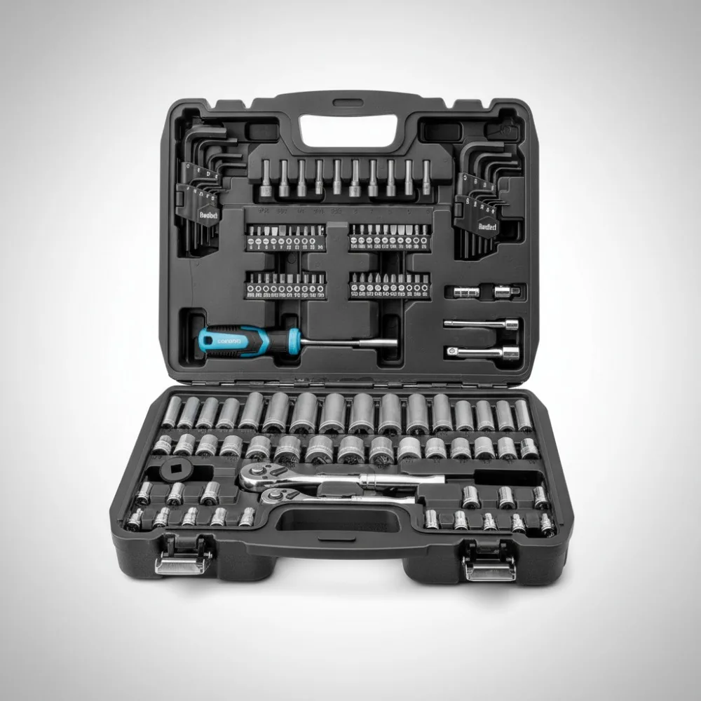 

Механический набор инструментов из 12 предметов с трещоткой с 72 зубьями, отверткой 40-в-1 и шестигранными ключами для ремонта автомобилей