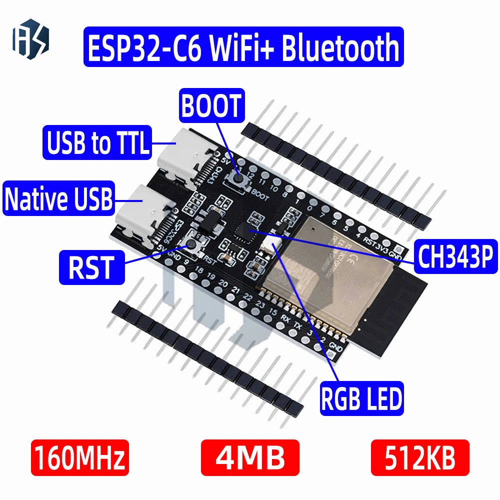 ESP32 / ESP32-C6 WiFi + Bluetooth Internet Of Things Papan Pengembangan Tipe C Ganda Papan Inti ESP32-C6-DevKit C N4R2 UNTUK Arduino
