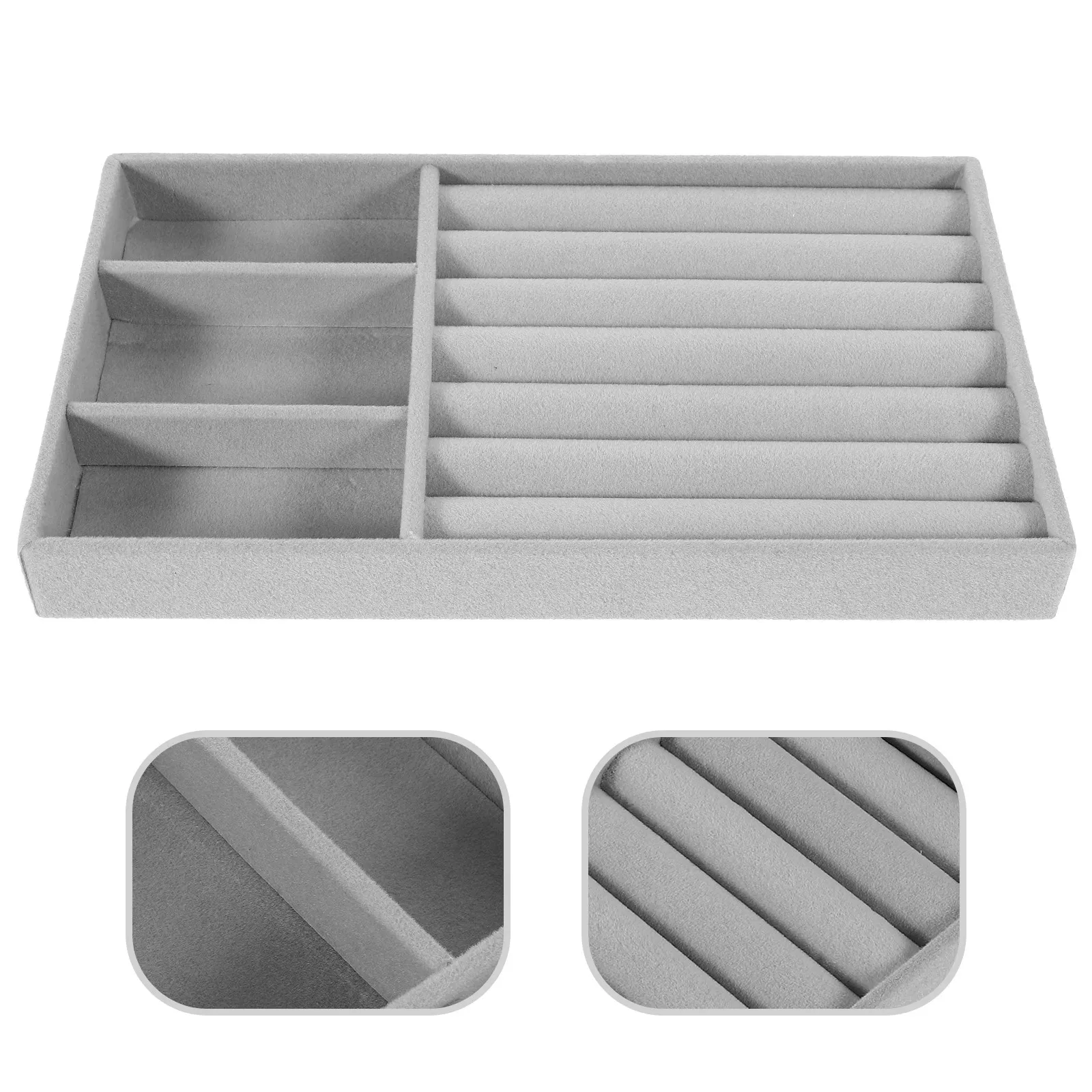 

Jewelry Organizer Tray Neat Presentation Soft Support Stackable Compact Design for Jewelry Display Storage in Drawers Cabinets