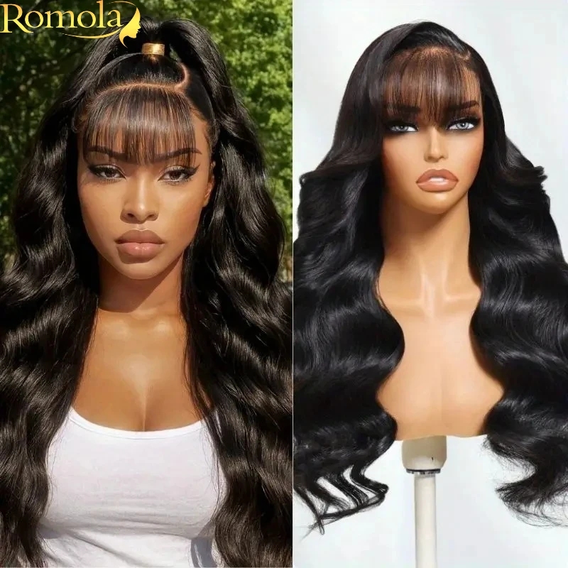 3x1 الجزء الأوسط شعر مستعار دانتيل الجسم موجة باروكة من شعر طبيعي مع الانفجارات 200 كثافة الشعر البشري البرازيلي 34 بوصة الباروكات للنساء السود