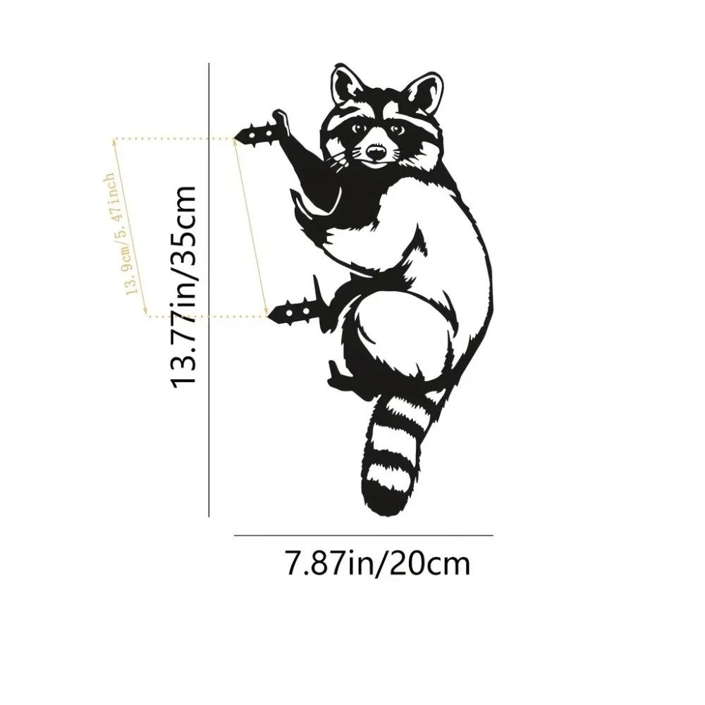 Wall Art Metal Raccoon Stake Animal Yard Decor Handmade Silhouettes Metal For Yard Lawn Trees