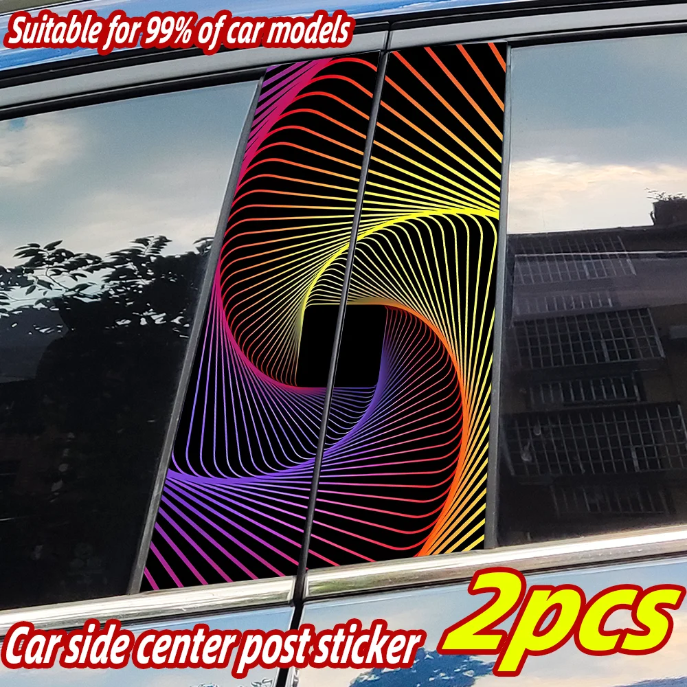 

3D Colorful Stripe Car Stickers Auto B Pillar Waterproof Sunscreen Decor Cover Scratches Car Door Pillar Vinyl Decals Accessorie