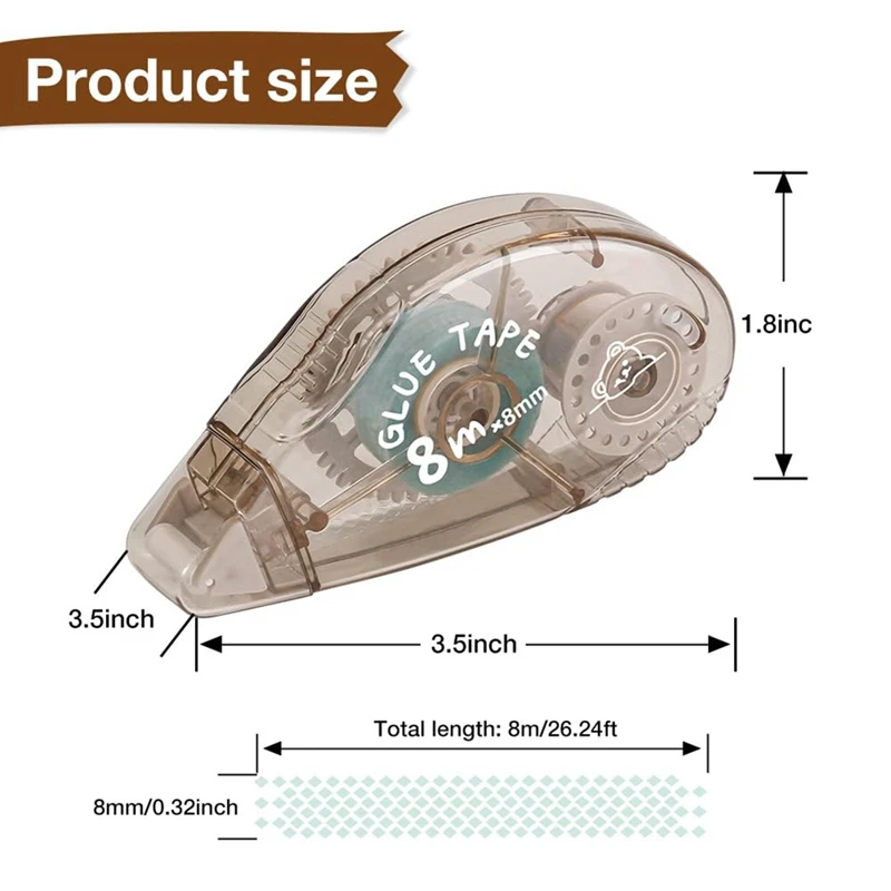 Двусторонний роликовый скотч-8 упаковок, клейкая лента для скрапбукинга, ролик для бегуна (8 мм X 210 футов), легкая установка
