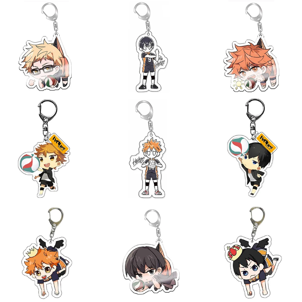 Haikyu!! Hinata Shoyo Kageyama Tobio Anime Keychain Cartoon Model Acrylic Keyring Bag Accessory Cute Gift