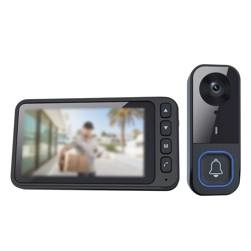 Wireless Video Doorbell with 4.5-inch Display Two-Way Communication Low-Light Imaging and Mobile Notification System