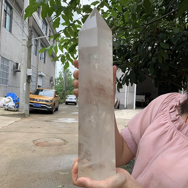 Wholesale Natural Healing Crystal Large White Transparent Quartz Crystal Dot Tower Decoration
