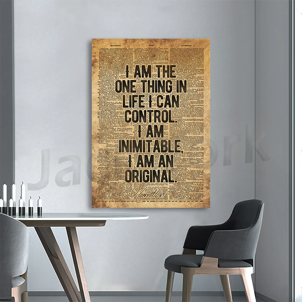 I Am The One Thing in Life I Can Control Inspiring Hamilton Quotes Lin-Manuel Miranda Fans Dictionary Art Print Motivational