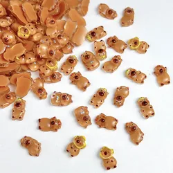 50Pcs Resin Cute Brown Hamster Nail Charms Cartoon Powder Blusher Guinea Pig Nail Art Decorations for DIY Hairpin Nails Parts