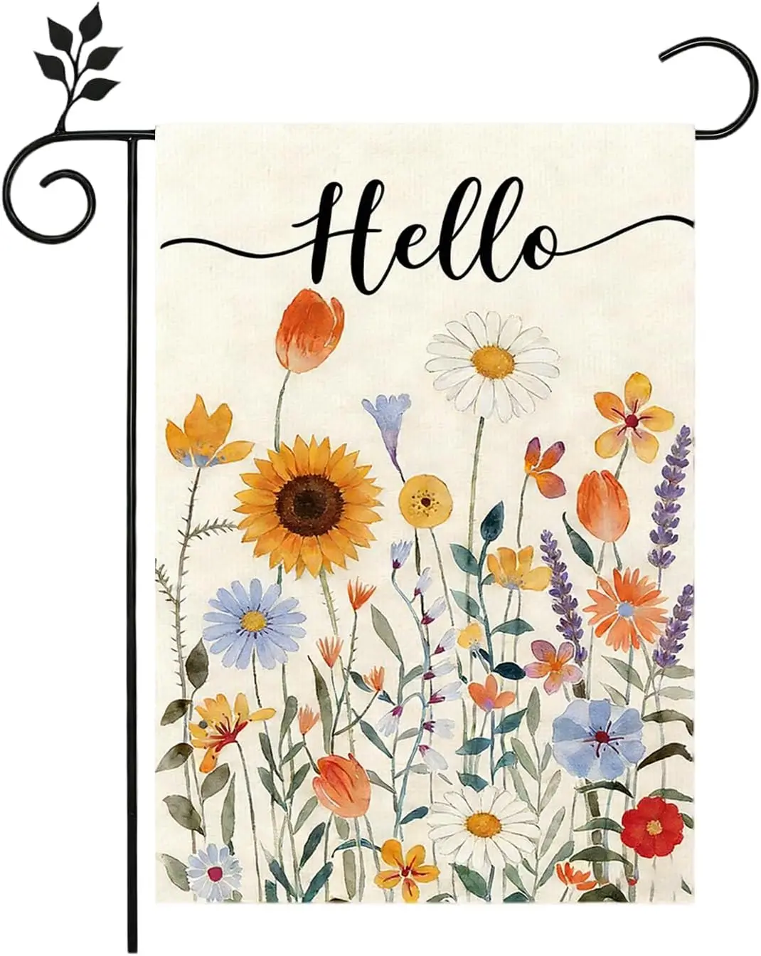 Hello Spring Floral Garden Flag 12x18 Inch Double sided Spring Colorful Flowers flag for Outside Festive Holiday Yard Decor MMZ