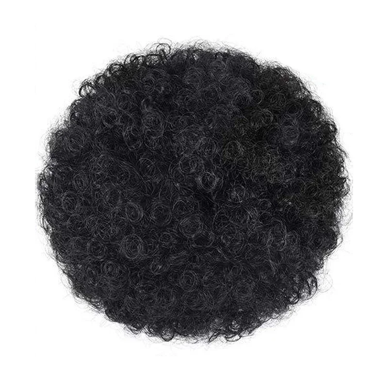 Kids Hair Puff Natural Black Human Hair Afro Puff Drawstring Ponytail for Girls Black Women 4-calowe perwersyjne kręcone włosy Updo Chigno