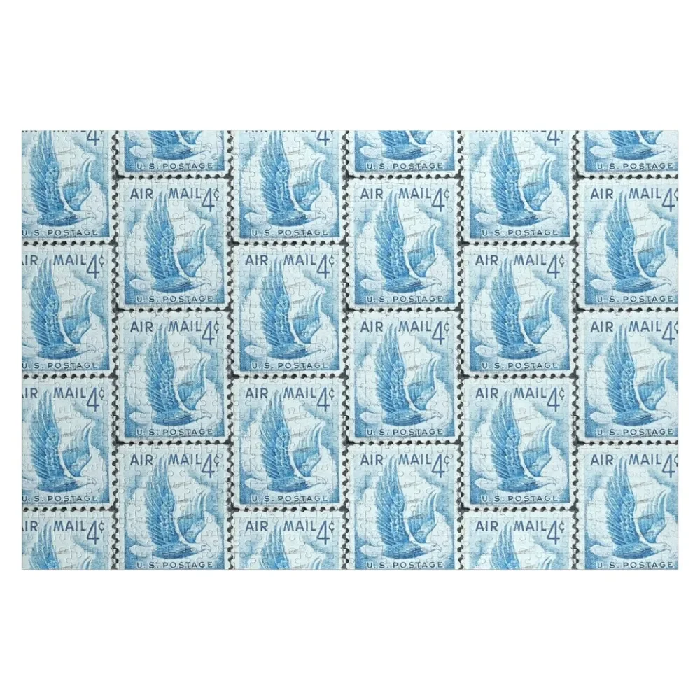 

Air Mail Eagle Blue Vintage Postage Stamp Jigsaw Puzzle Customized Gifts For Kids Iq Puzzle