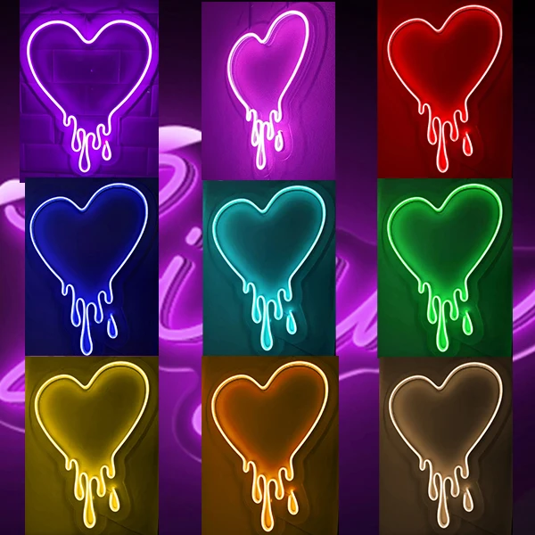 Heart Melting Neon Signs LED Light For Business Signs Bar Club Nightclub Wall Decor Shop Room Decor Pink Purple Blue Sweet Home