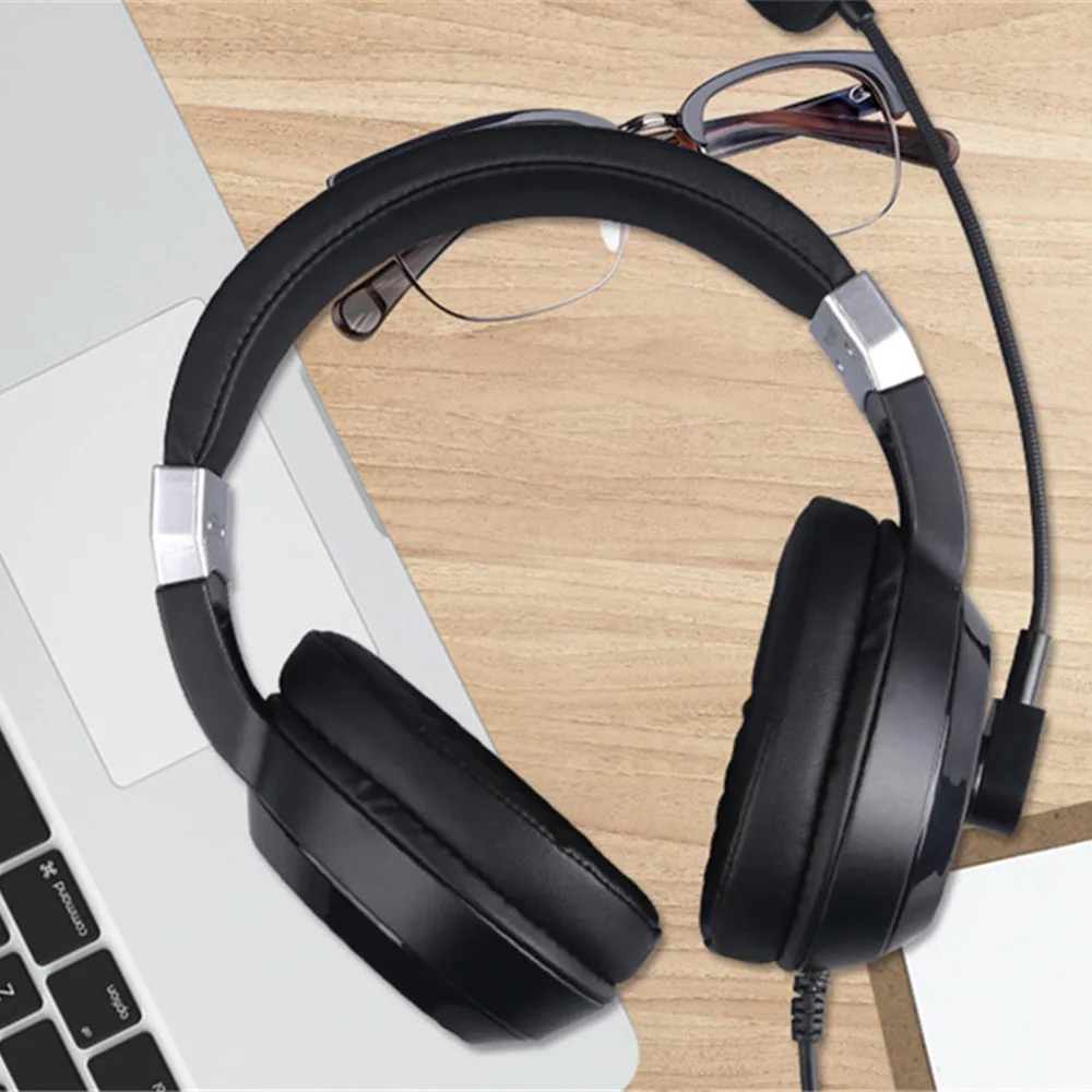 Shoumi-auriculares para juegos con cable de 2,7 metros, micrófono giratorio 360, auriculares para jugadores, tarjeta de sonido USB 7,1, auriculares con cable para casco