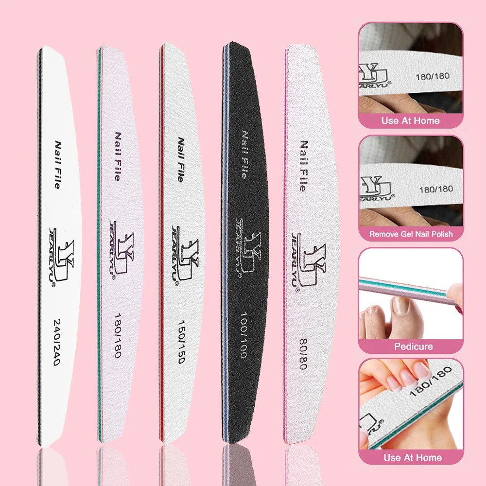5Pcs/Lot Nail File Mix Color Limas 80/100/150/180/240 Grit Professional Sandpaper Cuticle Remover Buffer Files Manicure Tool Set