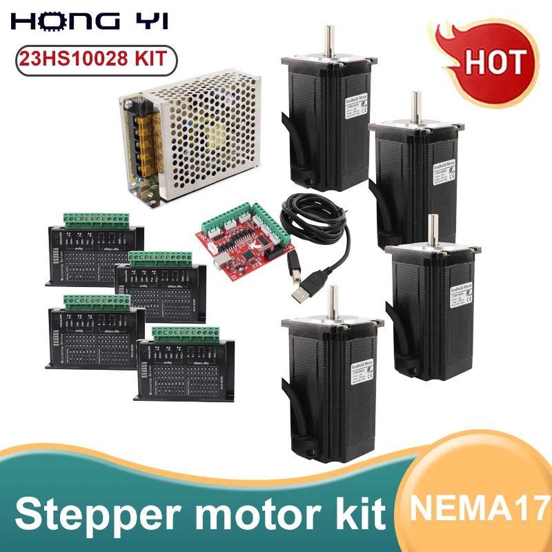 

57 stepper motor driver TB6600 +USB mach 4 controller card cable power supply 23HS10028 for 3D printer accessories 4-axis kit