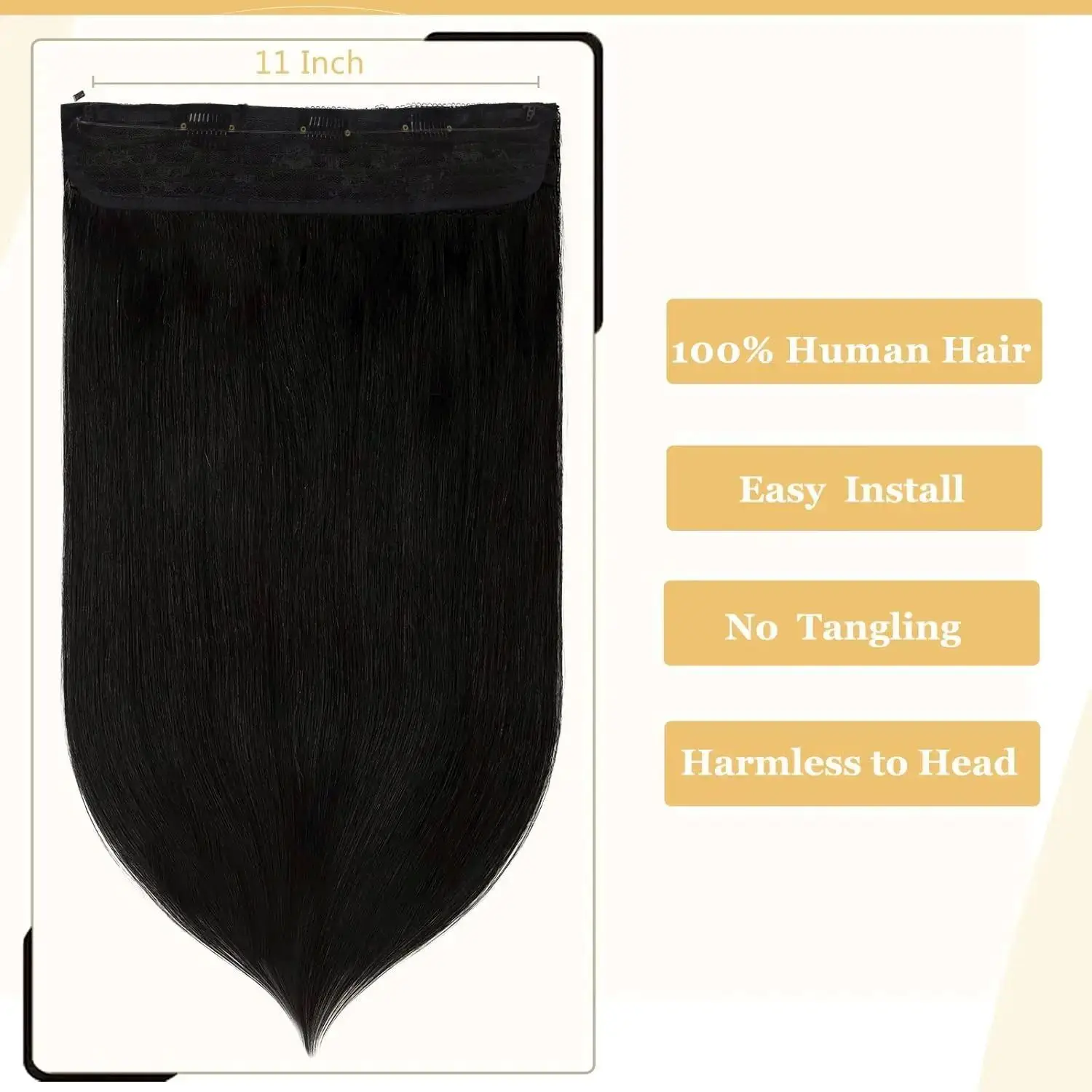 Fish Line One Piece Clips in Hair Extensions 120g Natural Straight 16“-26” 100% Human Hair with Invisible Adjustable Fish wire