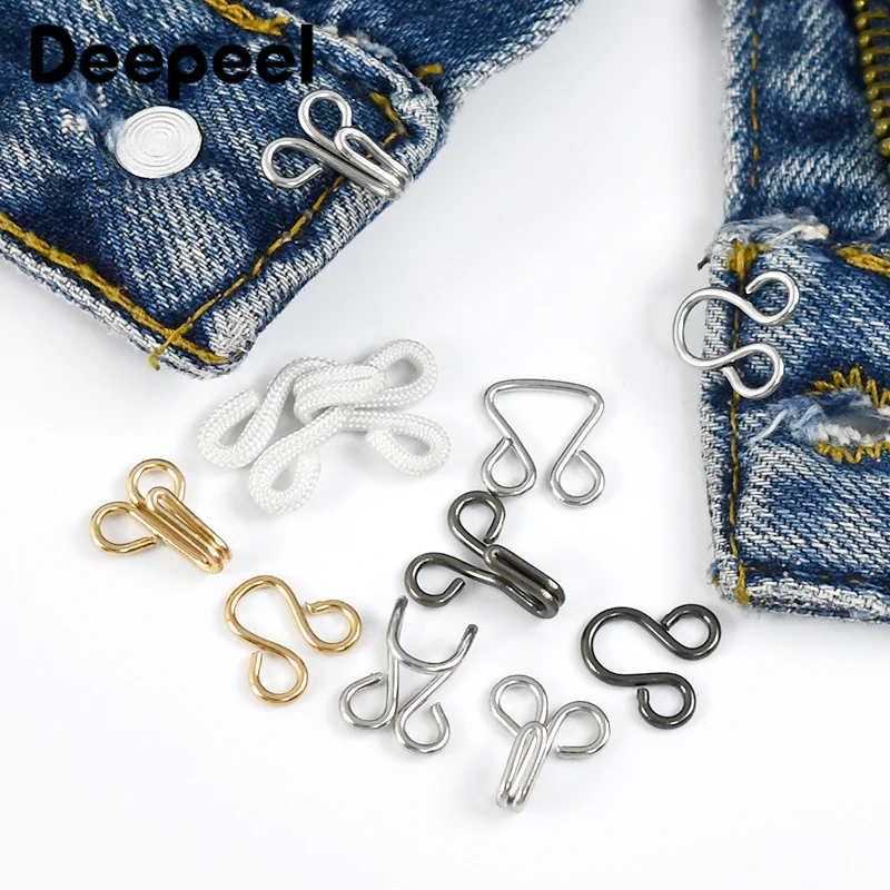 

30Sets Metal Buckles Pants Waistband Adjustable Buckle Skirt Shirt Collar Invisible Hook Trousers Underwear Fastener Accessories