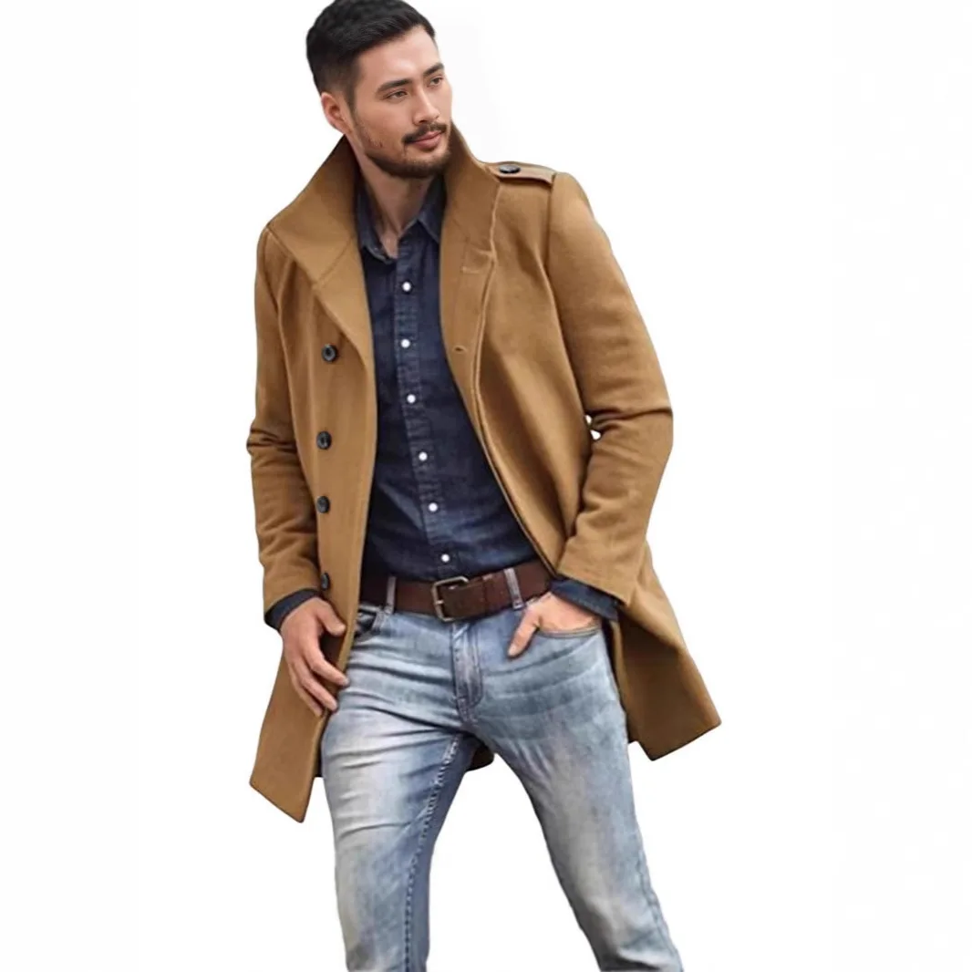 

LIBIELIY мужское осенне-зимнее новое утолщенное пальто, однотонное однобортное пальто с длинными рукавами, куртка