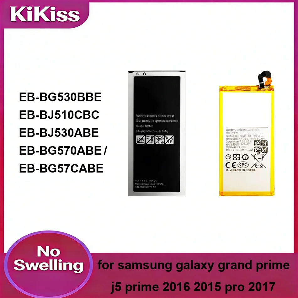 Batería para Samsung Galaxy Grand, Prime J5, Prime 2016, 2015 Pro, 2017 EB-BJ510CBC EB-BG570ABE / EB-BG57CABE EB-BJ530ABE