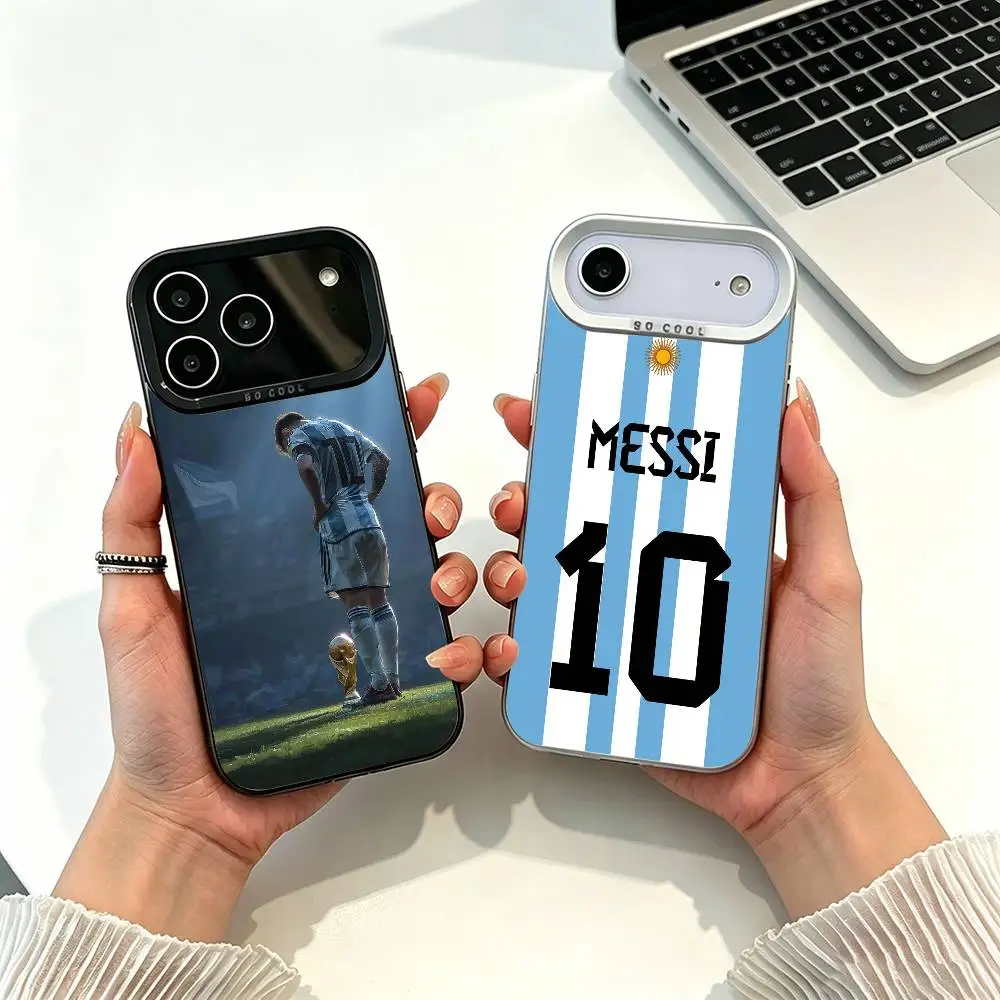 Football Star L-Lionel M-Messi-i Phone Case For iPhone 17,16,15,14,13,12,11 Plus,Pro Max,XS,White Silver phone case