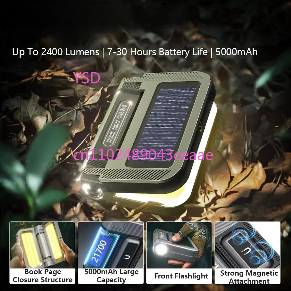 2000LM LED Camping Light - 5000mAh Portable Waterproof Tent Lantern Solar Charging