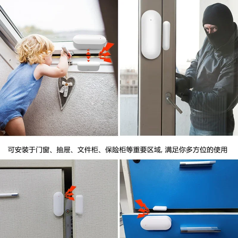 Tuya wifi smart door magnetic anti-theft alarm app push notification door and window anti-thief anti-thief sensor Smart home