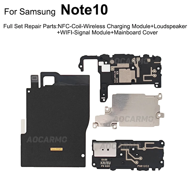 Aocarmo For Samsung Note 10 Plus Note10+ Loudspeaker Wireless Charging Coil NFC Signal Antenna Mainboard Metal Cover Repair Part