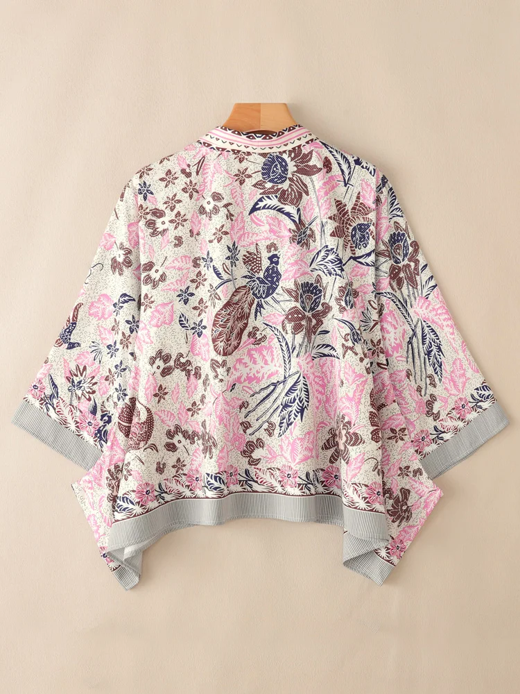 ZANZEA-Blusas bohemias con estampado Floral para mujer, Tops holgados de talla grande con manga tres cuartos y cuello en V para vacaciones y playa, 3XL