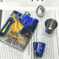 8oz Portable stainless Flagon Hip Flasks set with cups funnel for Whiskey Vodka Wine Pot outdoor Drinking Bottle gift box 917