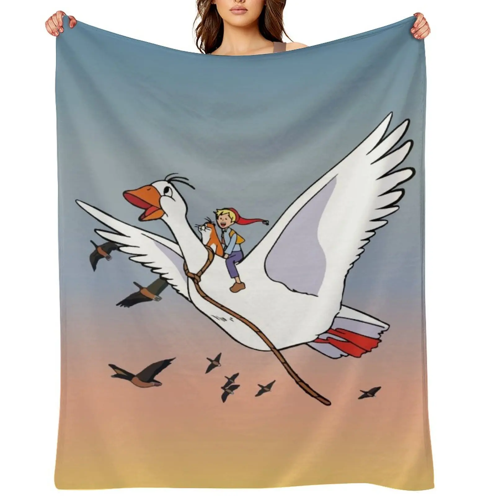 

Nils Holgerson flying Throw Blanket Luxury Decorative Sofas Summer Beddings for winter Blankets