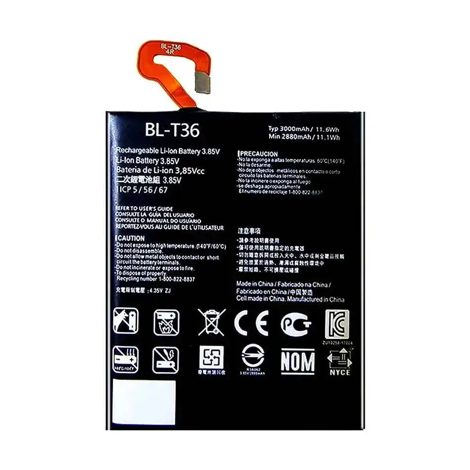 แบตเตอรี่โทรศัพท์มือถือพลังงานที่เชื่อถือได้ 3000 มิลลิแอมป์สำหรับ LG K30 X410TK BL-T36 ความจุสูง