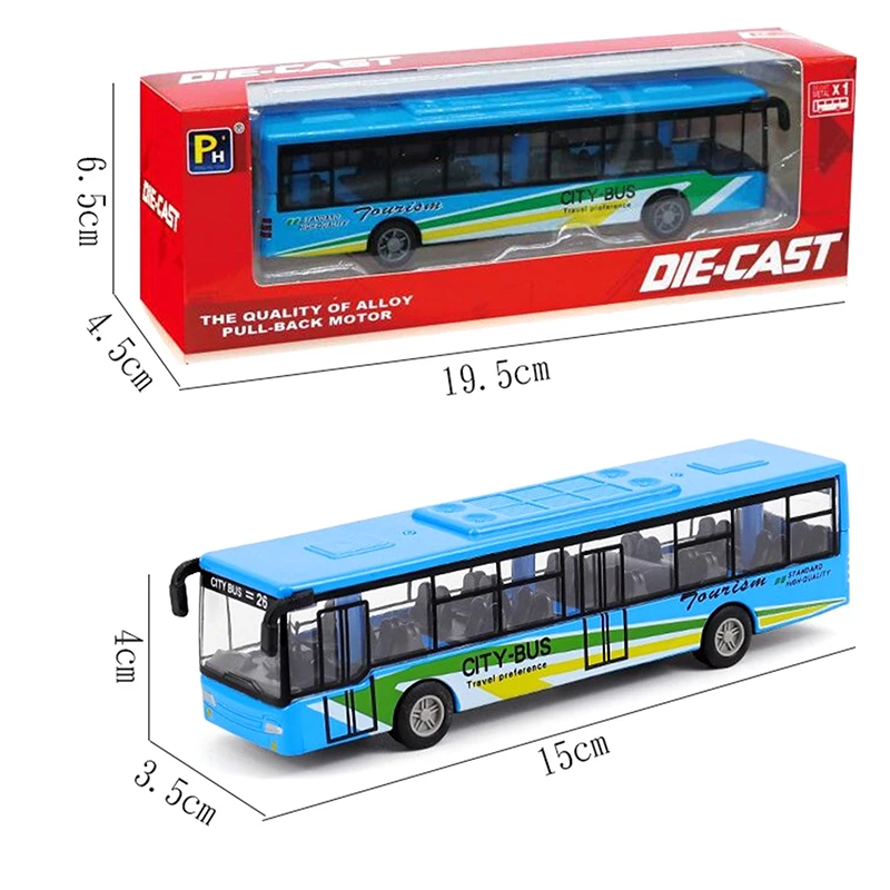 이층 합금 다이캐스트 버스; 풀백 장난감 차량; 길이 15cm; 소년과 소녀를 위한 완벽한 생일 선물.