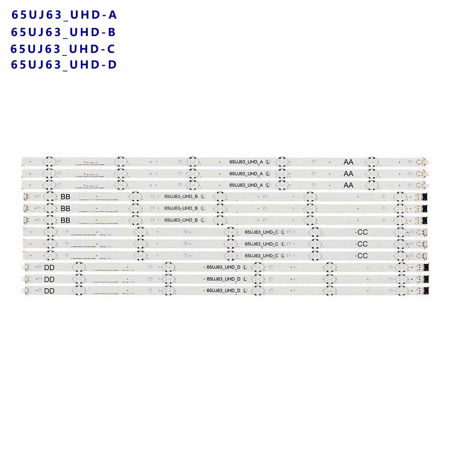 12 PCS/set LED backlight strip for 65UJ634V 65UK6100 65UJ63_UHD_A B C D NC650DGEAAFX7 EAV64054301