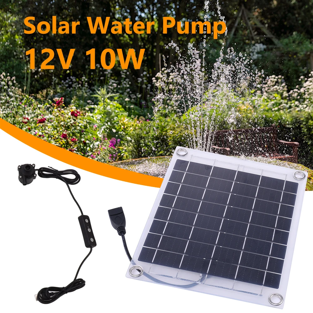 

12V 10W Solar Water Pump Garden Decoration Mini Water Sprinkler Sprayer with Adjustment Switch Fountain Panel Pump Kits for Pool