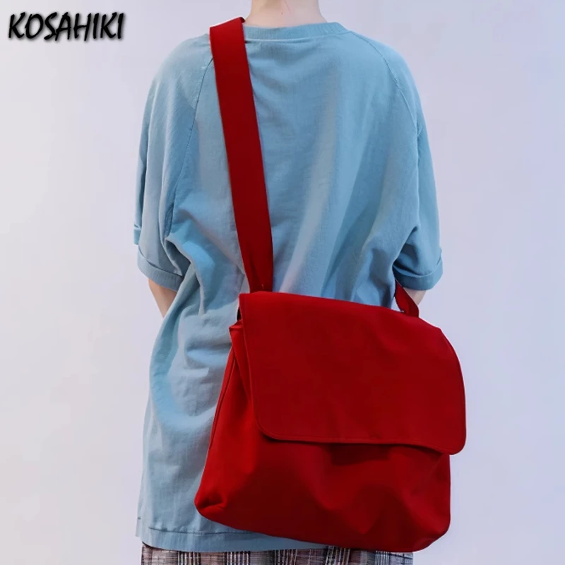 

Japanese Streetwear Preppy Shoulder Bag Y2k Aesthetic Fashion Solid Women's Handbags Casual All Match Men Crossbody Canvas Bags