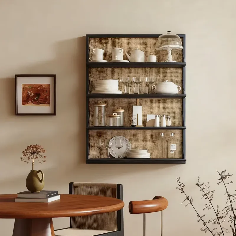Retro Solid Wood Living Room Wall Mounted Adjustable Storage Rack Four Layers for Bag Storage Breast Milk Storage Bottle VBD