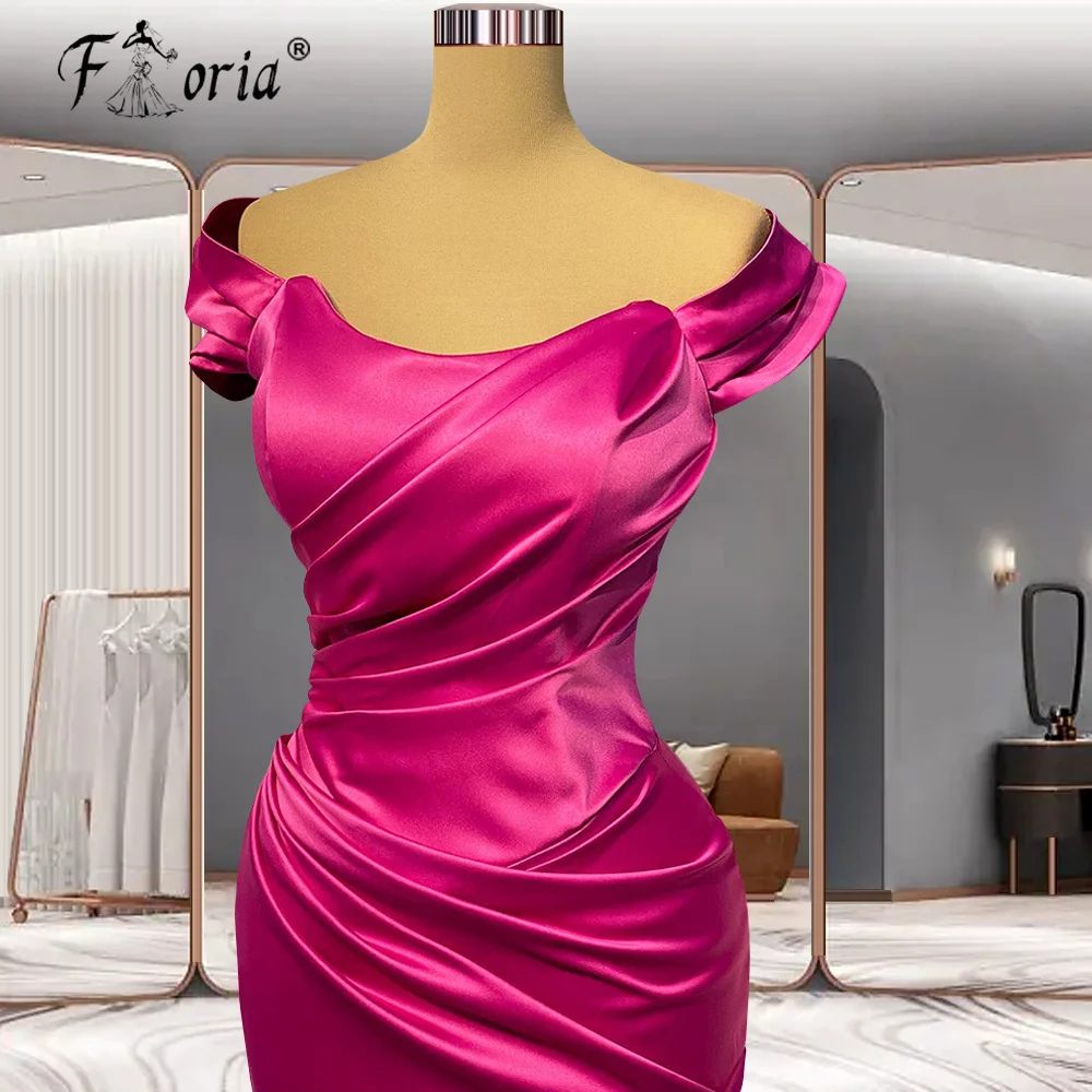 Hot Pink Mermaid Party Dress Satin Sleevelesss Floor Lengte Avond Formele Jurken 2023 Eenvoudige Goedkope Aangepaste Ruches Prom Gown