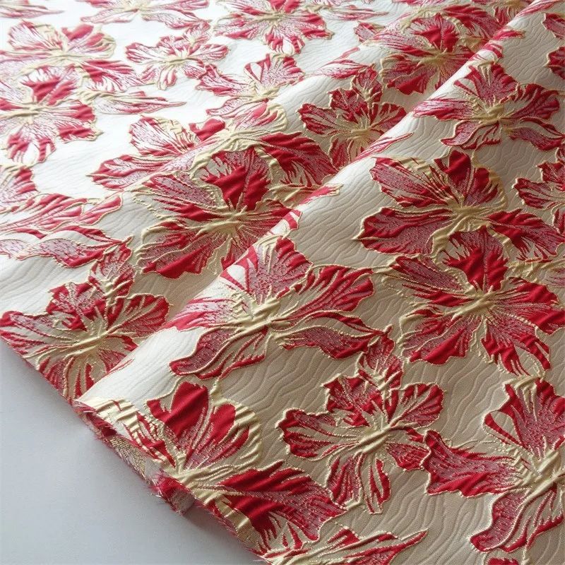 Jacquard gold thread relief large flower light luxury style wide and puffy skirt fashion fabric pillow floral