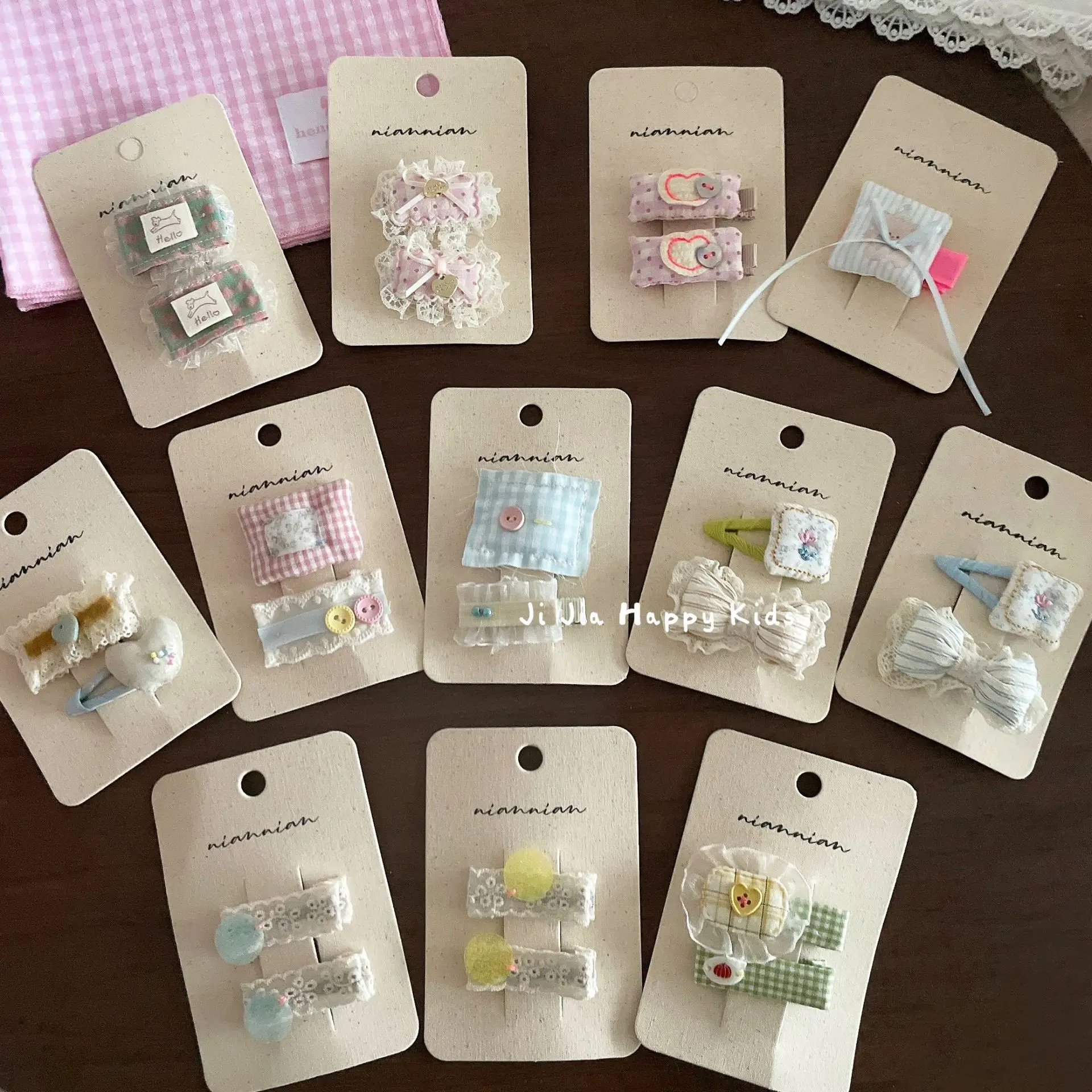 Hair Clip Hair Safe Lace Plaid Fabric BB Clip Kids Cute Headwear Spring Summer Daily Lightweight Compact Color As Shown