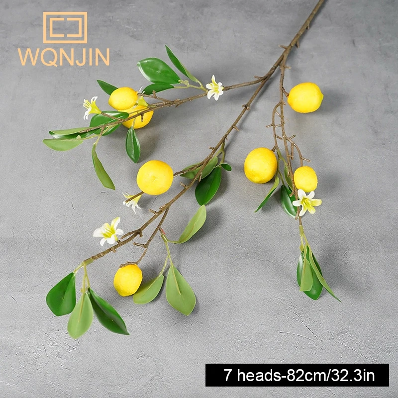 Zitronen zweige mit Frucht simulation grüne Pflanzen frische Haupt dekoration Foto Requisiten Kunststoff Obst Blumen arrangement gefälschte Blume – Detail 10