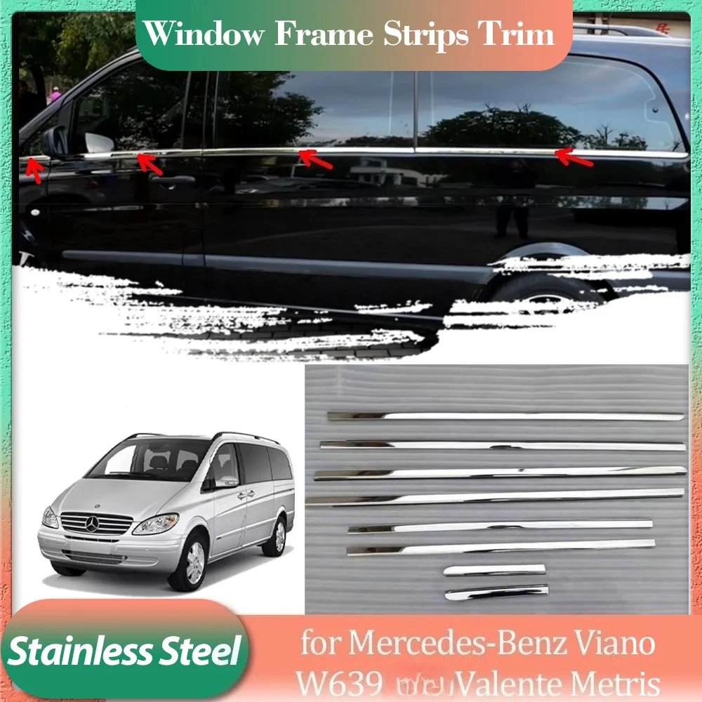 

Для Mercedes-Benz Viano W639 Valente Metris 2004 ~ 2014 дверная оконная рама из нержавеющей стали, накладка на порог, наклейка, аксессуары