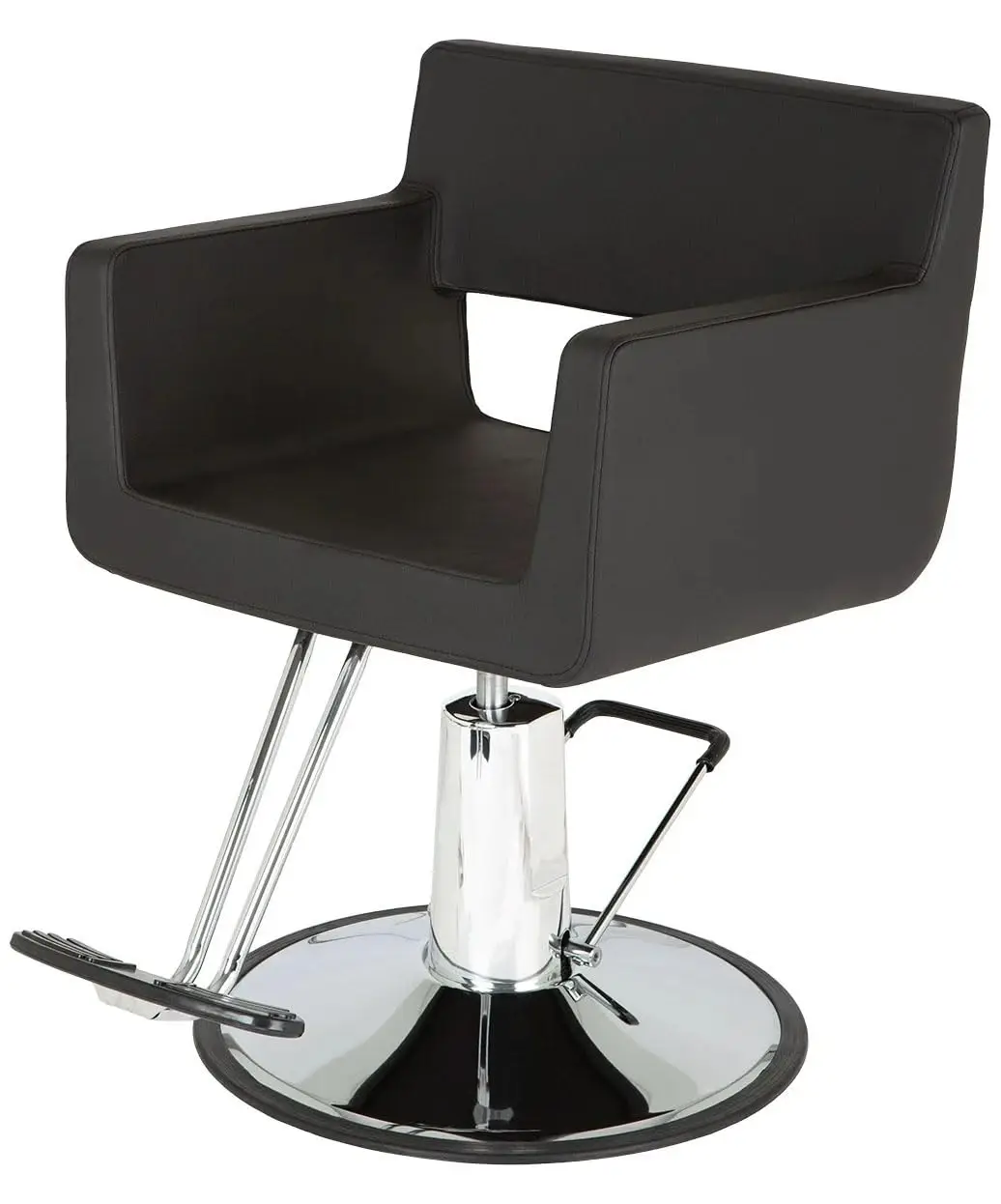 Hydraulic Styling Chair Black Vinyl Low Back Chrome Base Salon Barber, Customized