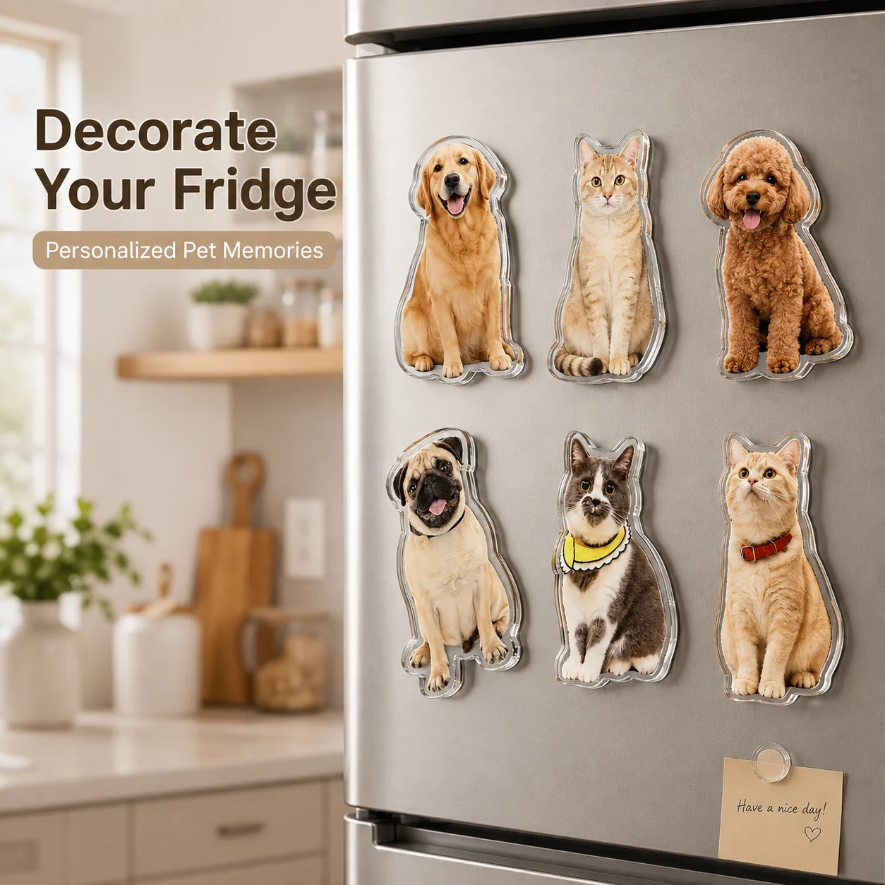 Custom Acrylic Pet Fridge Magnets with Adorable Cartoon Designs